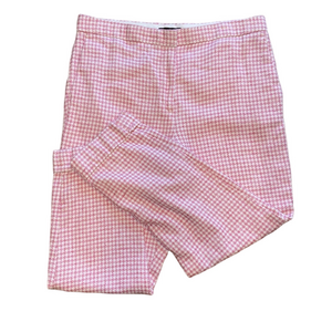 Ann Taylor Women's 14 High Rise Pink Houndstooth Hemp Cuff Trouser pants